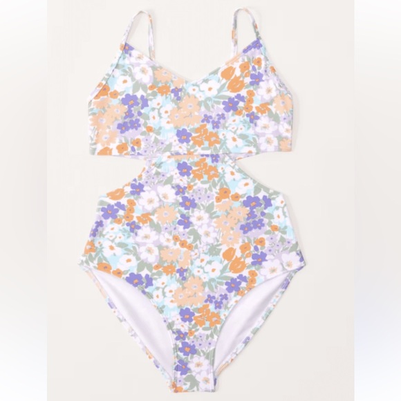Abercrombie Kids Floral Cut Out Swimsuit! - Picture 1 of 10